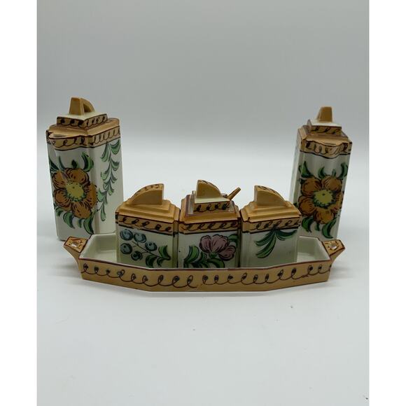 1930’s Made in Japan 6 Pc Condiment Tray S/P Relish Oil Vinegar Read - Picture 1 of 9